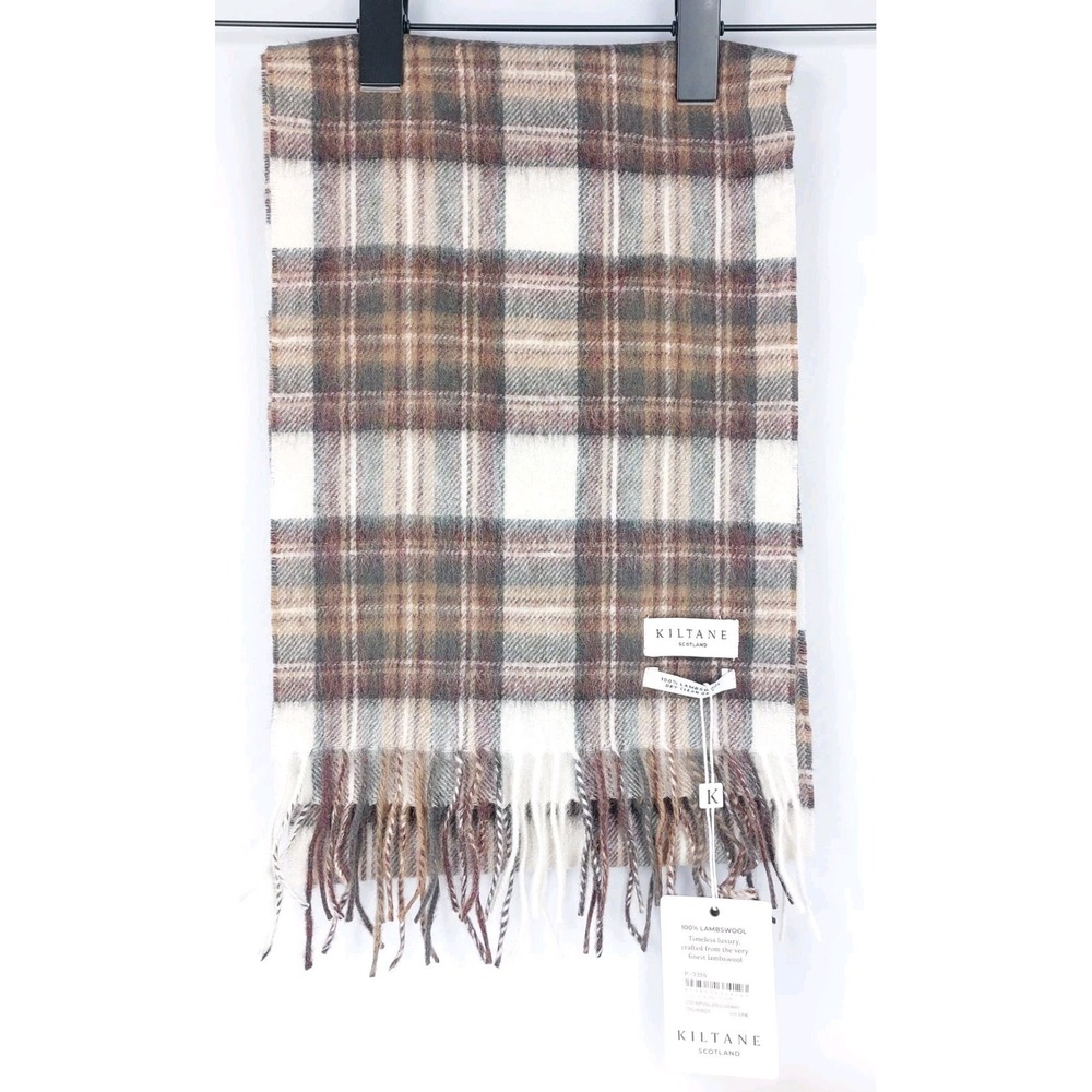 New Kiltane Lambswool Scarf Scotland Brown‎ Beige Soft Warm Gift